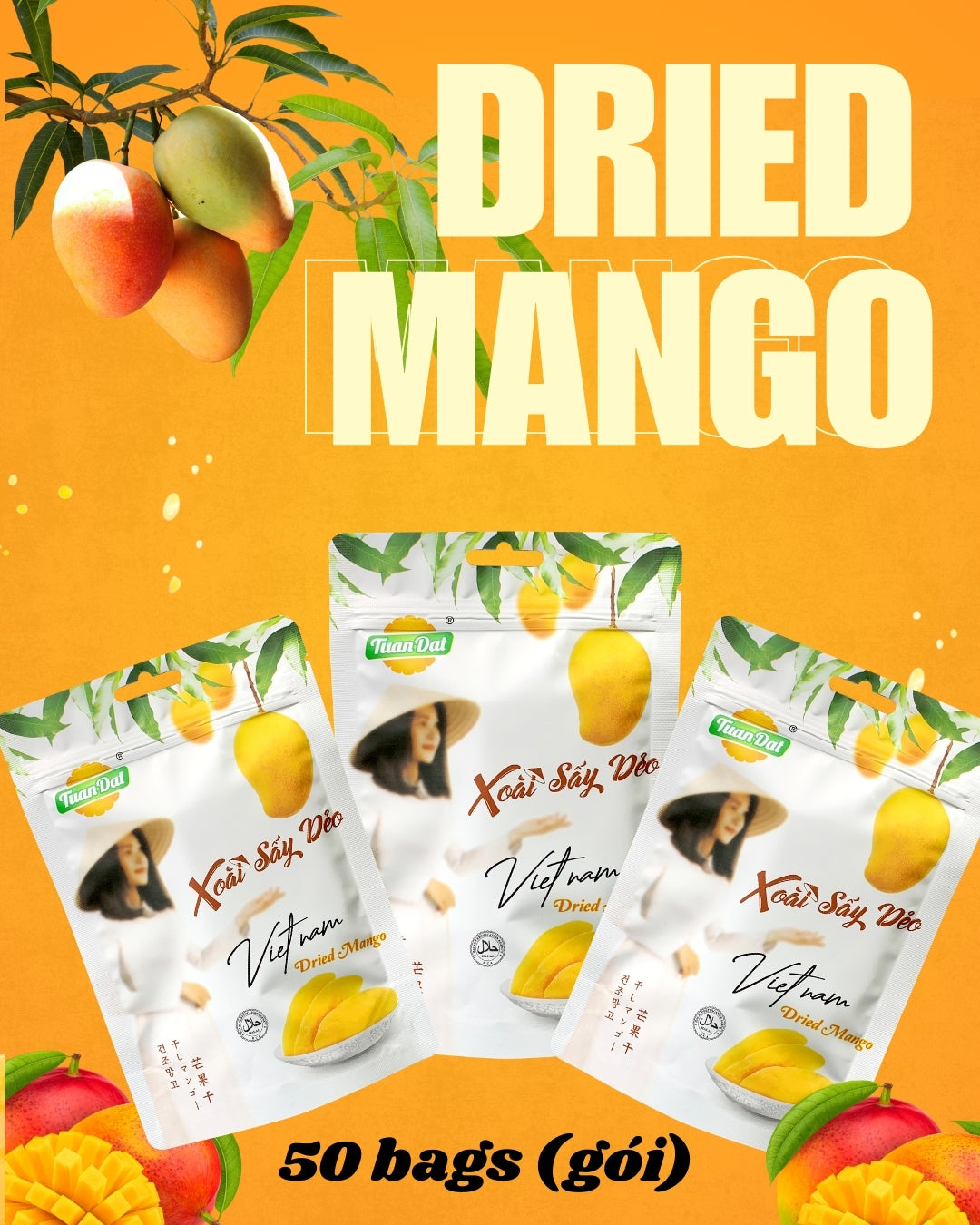 Soft Dried Mango 100g Value Pack – Carton Box (50 Bags)