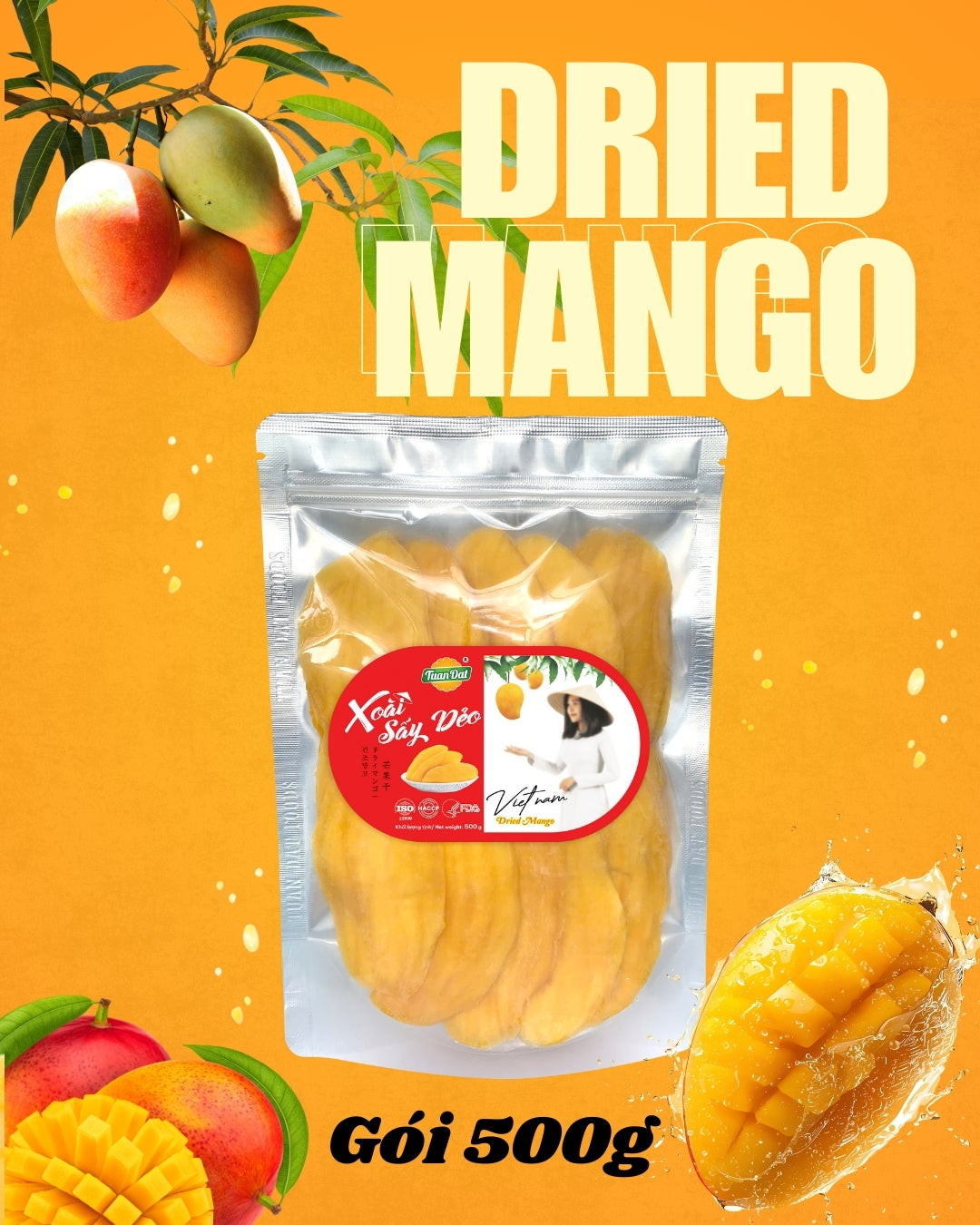 Soft Dried mango (Xoài sấy dẻo) 500gr